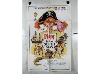 Vintage Folded One Sheet Movie Poster Pippi Longstocking 1969