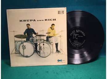 Krupa And Rich On Clef Records. Jazz Vinyl LP Record Album. Deep Groove Mono Vinyl Is Near Mint.