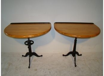 Pair Of Oak Matching Tables Fully Adjustable Matched Set