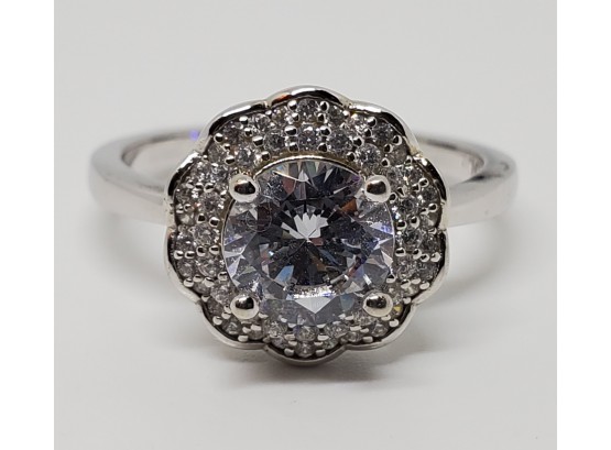 Beautiful Premium Cubic Zirconia Ring In Sterling Silver