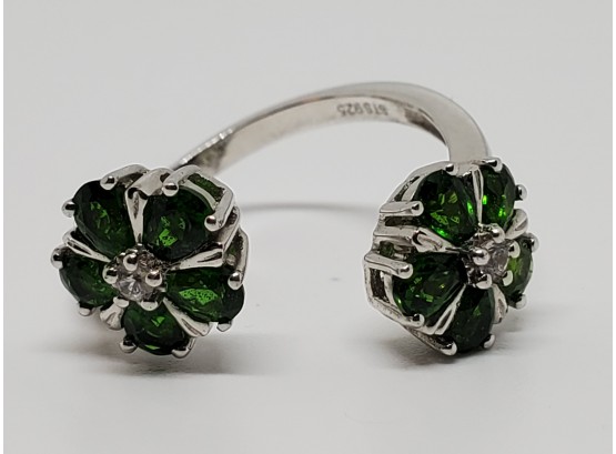 Russian Diopside, Zircon Ring In Sterling Silver
