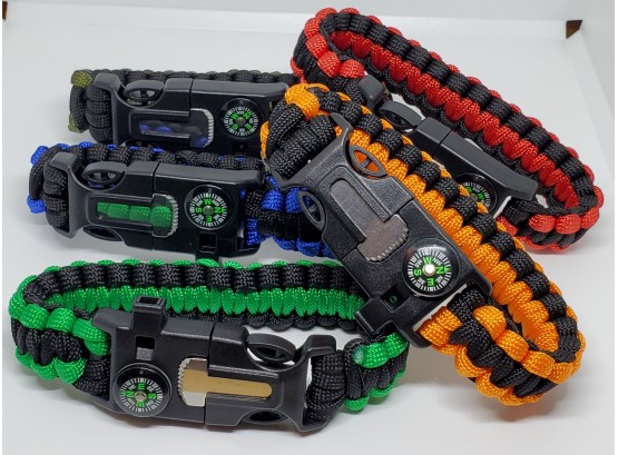 Lot Of 5 New Survival Bracelets