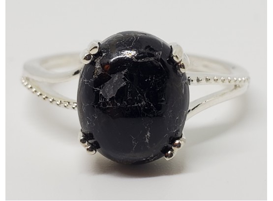 Matrix Black Spinel Thundercloud Ring In Sterling