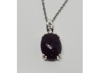 Lepidolite Pendant Necklace In Sterling & Stainless
