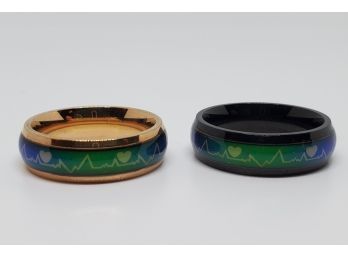 Lot Of 2 Awesome Mood Rings In Stainless Steel