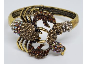 Austrian Crystal Scorpion Bracelet In Silver Tone