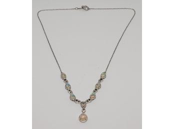 Ethiopian Welo Opal, Tanzanite Necklace In Platinum Over Sterling