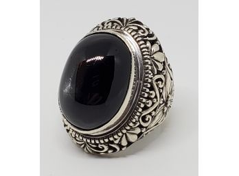 Bali Indian Black Star Diopside Ring In Sterling