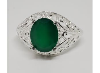 Green Onyx Ring In Sterling Silver