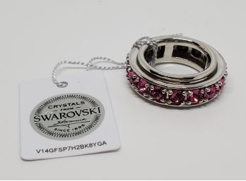 Rose Swarovski Crystal Spinner Ring In Platinum Bond Brass