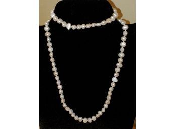 Freshwater Pearl Stretch Bracelet & Necklace In Stainless