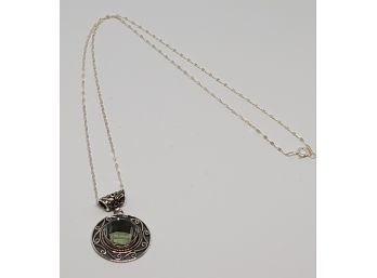 Bali Montezuma Prasiolite Pendant Necklace In Sterling