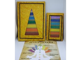 Pair Of Yellow Leather Seven Chakra Gemstone Plate Diaries