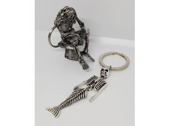 Lot Of 2 Very Unique Skeleton Keychains
