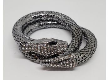 Awesome Wrap Around Snake Bracelet With White Crystals