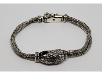 Bali Double Strand Sterling Silver Snake Bracelet