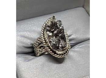 Incredible Artisan Crafted Meteorite Ring In Sterling Silver