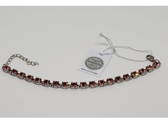 Rose Peach Swarovski Crystal Tennis Bracelet In Stainless & Silver Tone