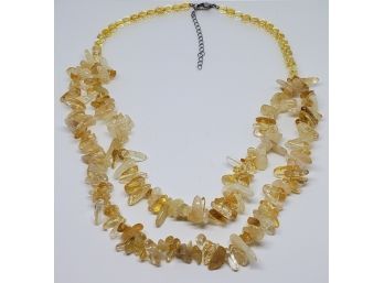 Brazilian Citrine Bead Necklace In Stainless Steel