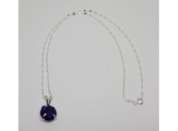 Stunning Purple Cubic Zirconia Sterling Silver Necklace