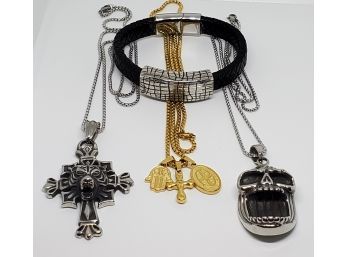 3 Pendant Necklaces And 1 Bracelet