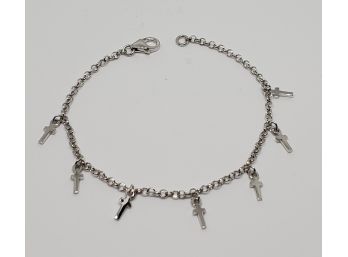 Sterling Silver Cross Charm Bracelet