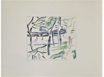 Roy Lichtenstein Lithograph On Paper, Sailboats And Trees