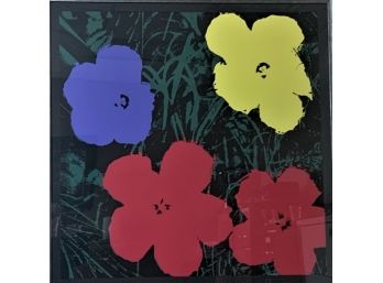 After Andy Warhol Screen Print On Museum Board, Flowers
