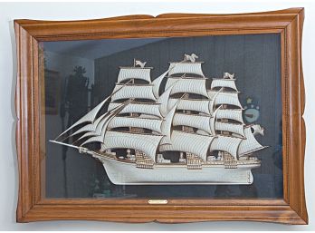 Interesting Shadowbox Framed Sailing Ship Model