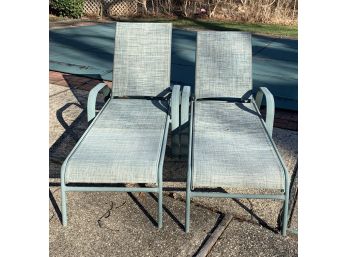 Two Outdoor Aluminum Lounge Chairs