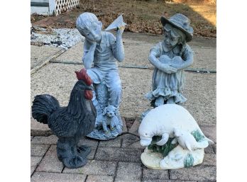 Four Plastic Garden Figures