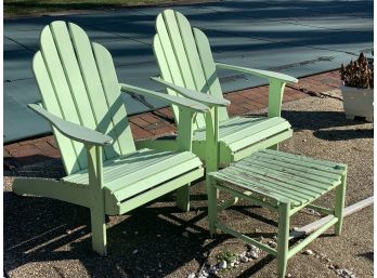 Two Contemporary Adirondack Chairs & Small Bench