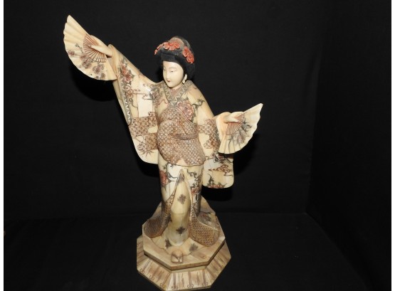 18 Inch  Asian Woman Sheeted Bone Statue #2