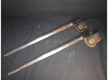 1904 Pair Of Metal Brass & Leather Military Scabbards