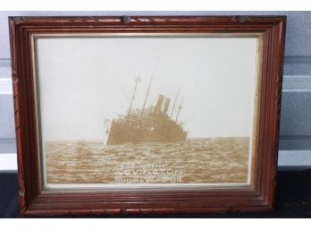 Antique Naval USS Covington WWI Military Sinking By German Submarine In Frame