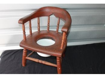 Very Cute Small Child Size Potty Chair In Primitive Red Paint