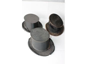 Group Of Three Estate Found Victorian Top Hat With Beaver