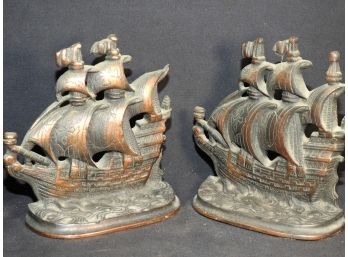 Antique Cast Iron Ship Bookends