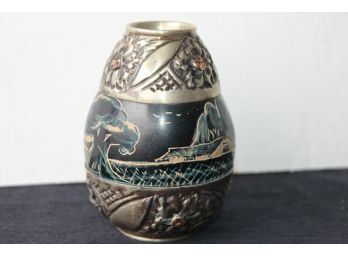 Antique Hand Made Argentina Alpaca Silver Yerba Gourd From Museam