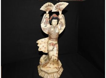 Signed 18 Inch Asian Sheeted Bone Statue #4