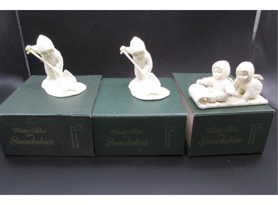 Collection Of 3 Department 56 Porcelain Figurines, Winter Tales Of The  Snowbabies.