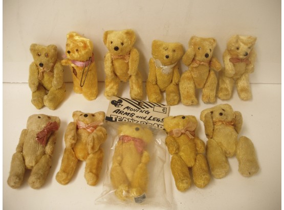 Collection Of 11 Vintage Toy Teddy Bears, Various Makers Mainly Japan, See Photos, Bear Lot # 4