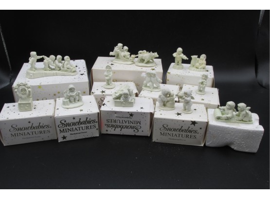 Collection Of Department 56 Miniature Snowbabies, Pewter Figurines.