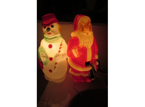 Vintage Santa And Snowman Blow Mold By Empire Plastic Products Christmas Decorations,  Measure 13' Tall