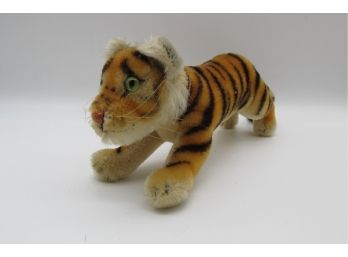 Vintage  Stuffed Animal Toy Tiger Probably Steiff ? However There Is No Button, Measures 11' X 3 1/2' X 4'