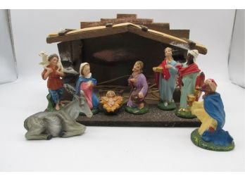 Vintage Nativity Set, Creche Set, Made In Italy. Figurines Measure About 4' Tall