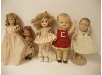Collection Of 5 Vintage Antique Collectible Dolls, Effanbee Madame Alexander, Doll Lot # 9