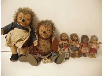 7 Vintage German Steiff Hedgehog Family Micki, Macki, Mucki, Etc. Measure 10' To 3 1/2' Tall, Bear Lot # 3