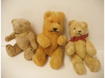 Collection Of 3 Vintage Toy Teddy Bears, Various Makers, See Photos, Bear Lot # 5