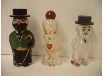 Collection Of 3 Cool Vintage Figural Bottles, Perfume ? Cordial, Etc., Lot # 29